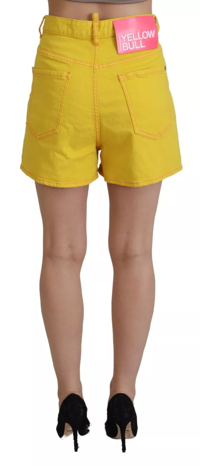 Dsquared² Yellow Cotton High Waist Baggy Women Hotpants Shorts