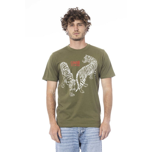 Cavalli Class Green Cotton Men T-Shirt