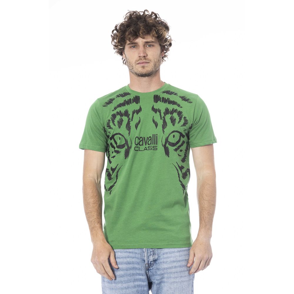 Cavalli Class Green Cotton Men T-Shirt