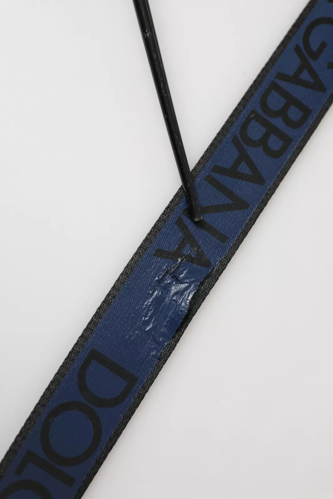 Dolce &amp; Gabbana Black Blue Logo Silver Metal Buckle Belt