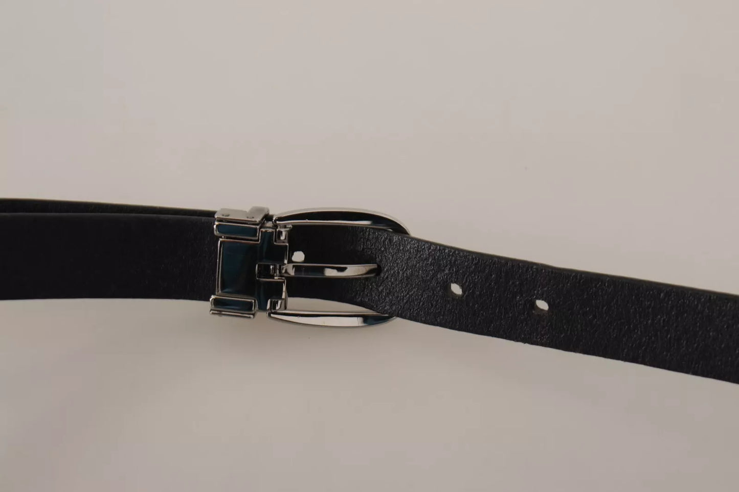 Dolce &amp; Gabbana Black Classic Leather Silver Tone Metal Buckle Belt