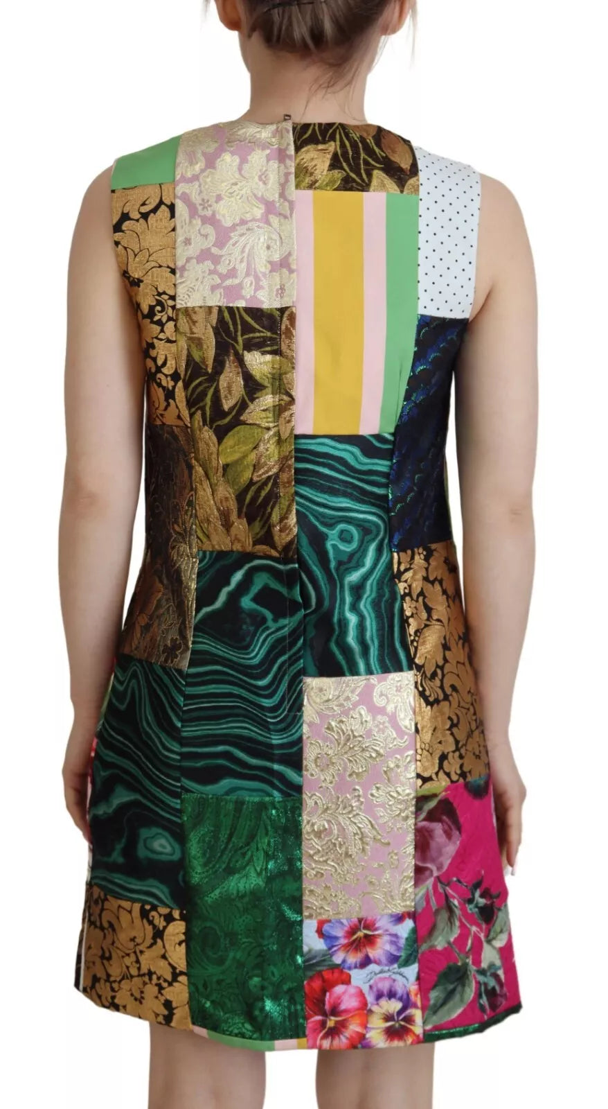 Dolce & Gabbana Multicolor Jacquard Patchwork Shift Mini Dress