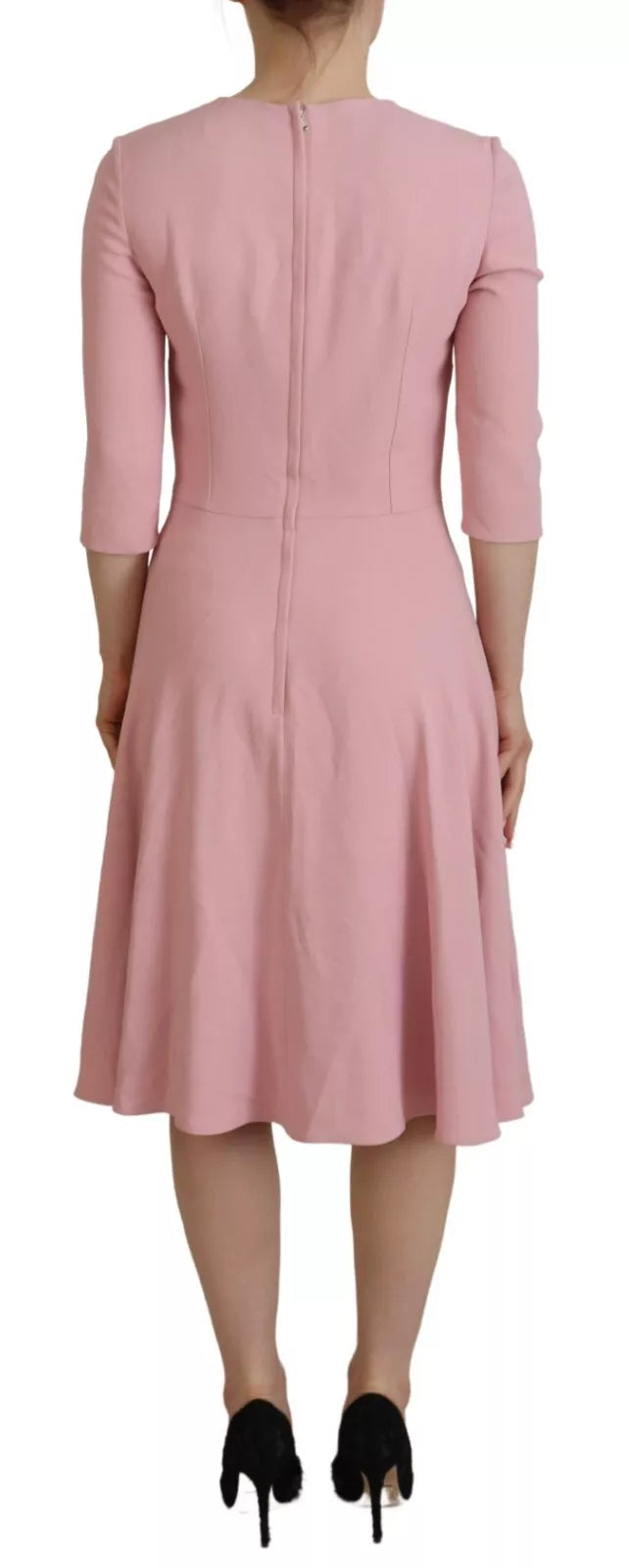 Dolce &amp; Gabbana Pink A-line Flare Viscose 3/4 Sleeves Dress