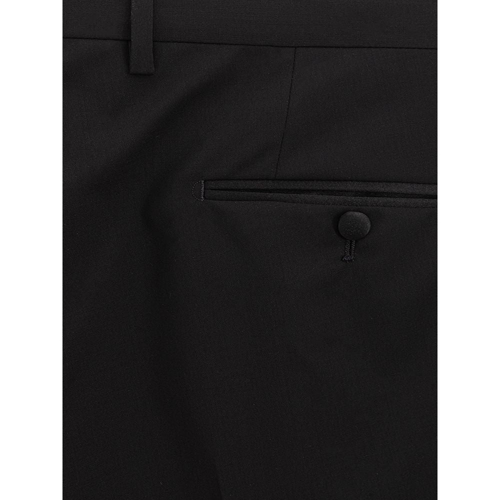 Dolce &amp; Gabbana Sleek Black Wool Trousers for Men