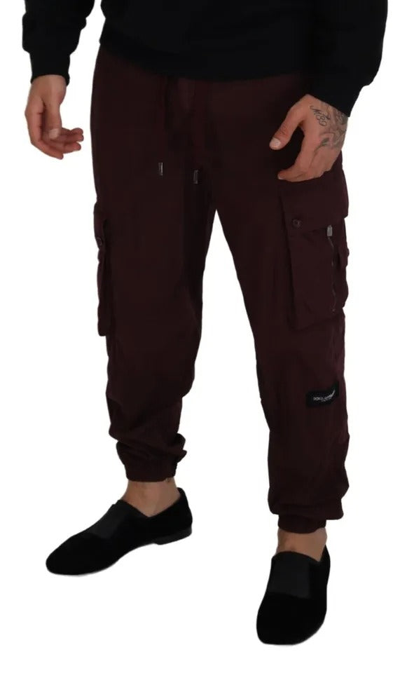 Dolce &amp; Gabbana Bordeaux Cargo Jogger Trouser Cotton Pants