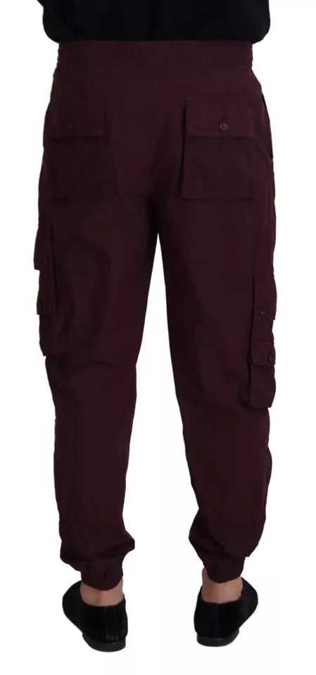 Dolce &amp; Gabbana Bordeaux Cargo Jogger Trouser Cotton Pants