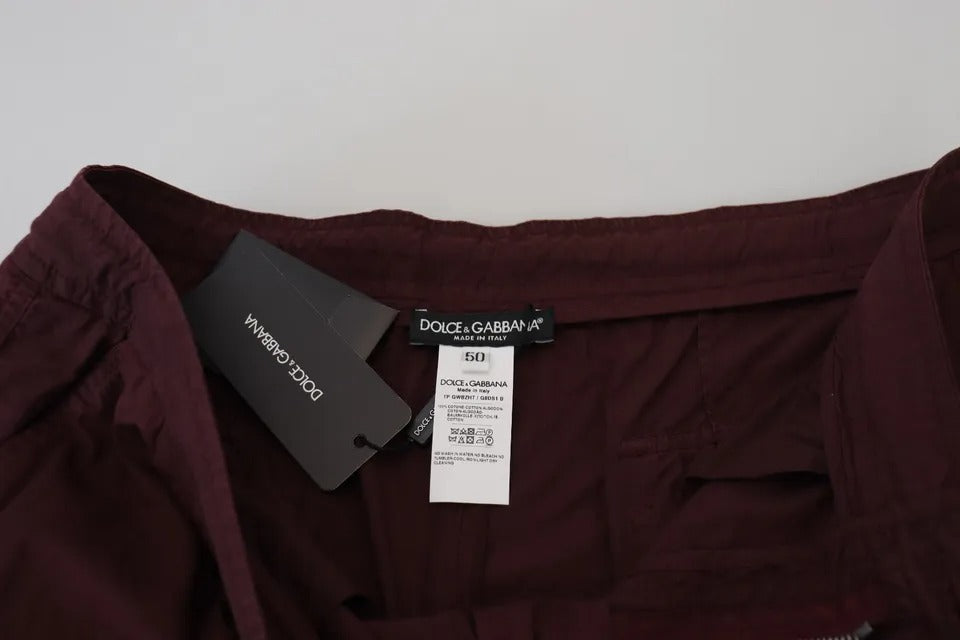 Dolce &amp; Gabbana Bordeaux Cargo Jogger Trouser Cotton Pants