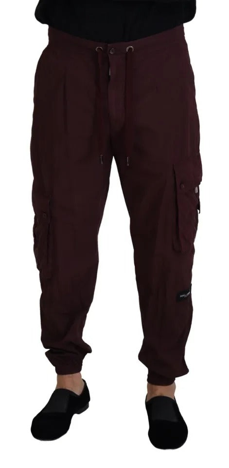 Dolce &amp; Gabbana Bordeaux Cargo Jogger Trouser Cotton Pants