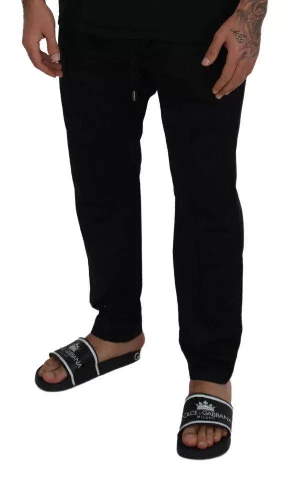 Dolce &amp; Gabbana Black Jogging Trouser Cotton Stretch Pants