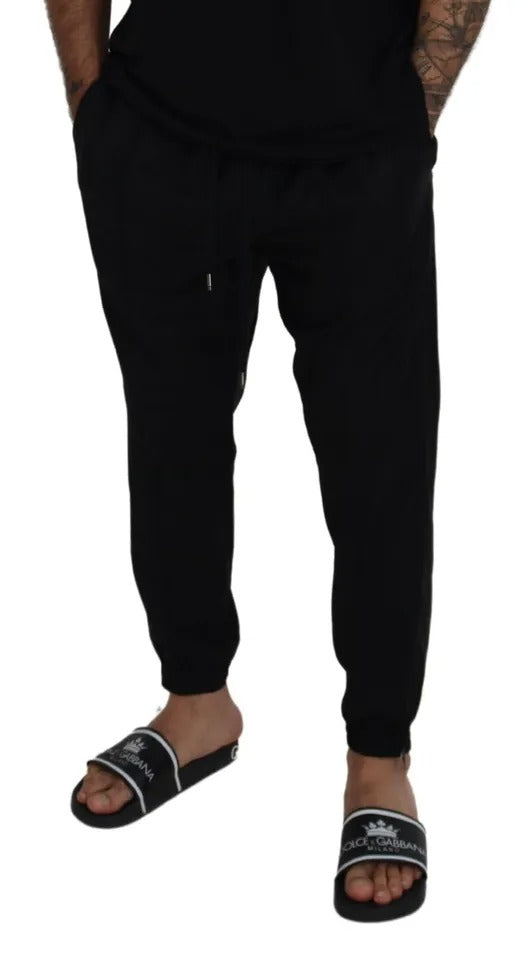 Dolce &amp; Gabbana Black Jogger Jogging Wool Pants