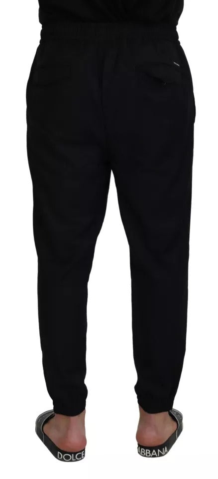 Dolce &amp; Gabbana Black Jogger Jogging Wool Pants