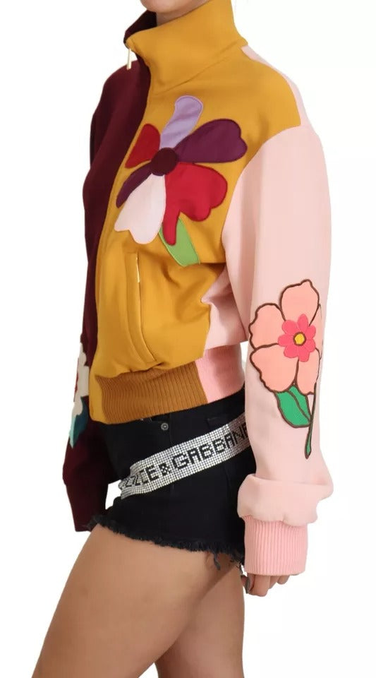 Dolce & Gabbana Multicolor Floral Viscose Full Zip Sweater