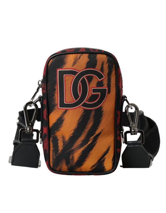 Dolce &amp; Gabbana Multicolor Tiger Print Nylon Logo Cross Body Bag