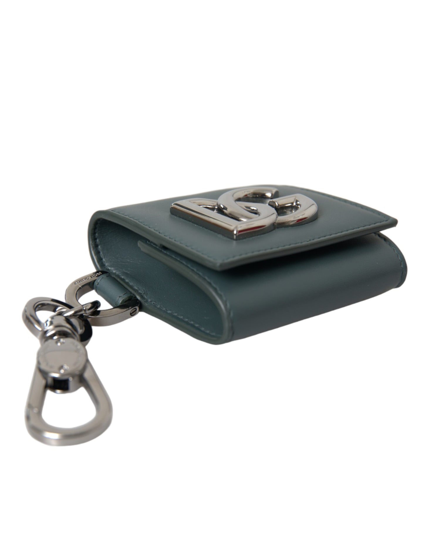 Dolce &amp; Gabbana Green Leather DG Logo Keyring Coin Purse Keyring Wallet