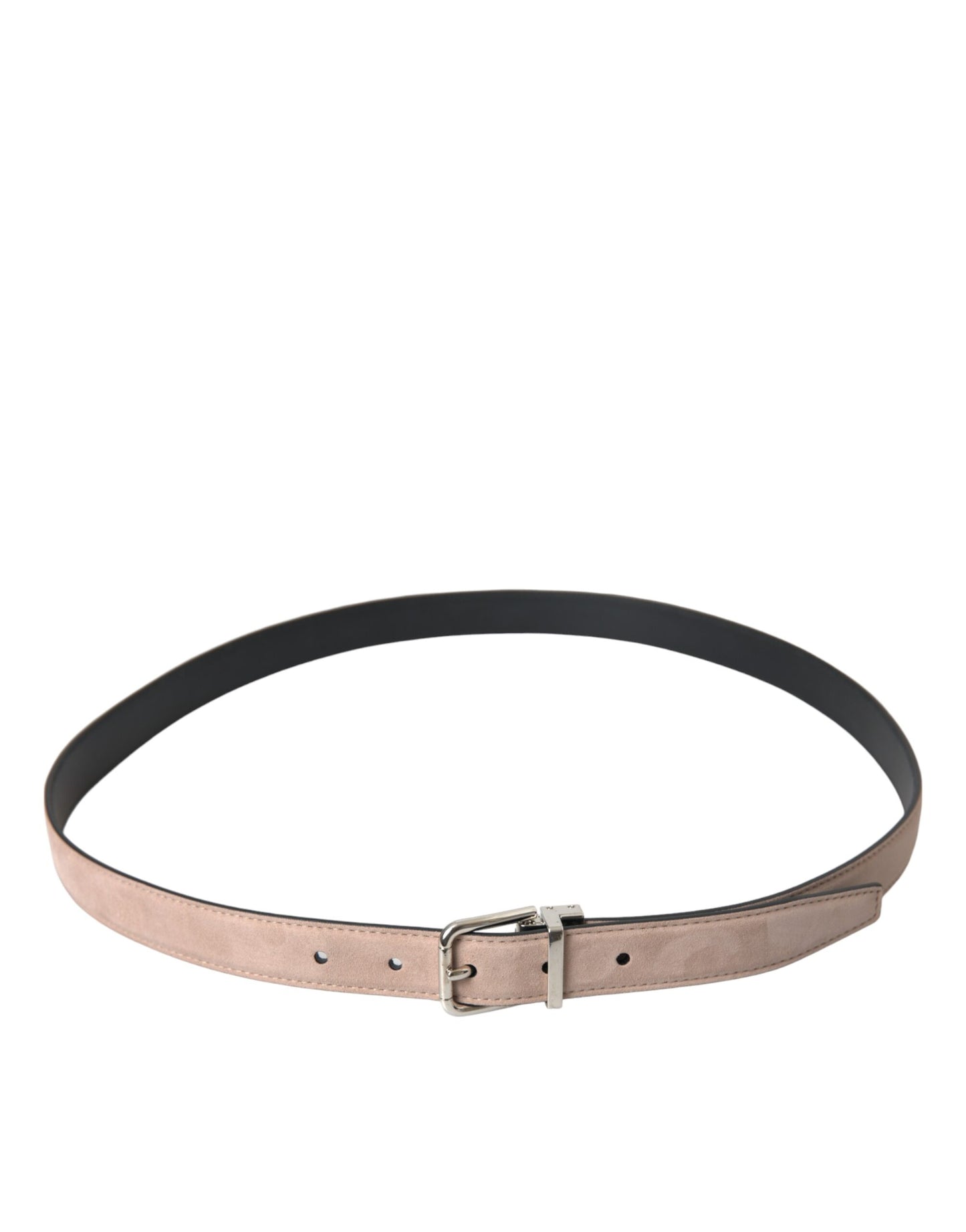 Dolce &amp; Gabbana Beige Suede Leather Silver Buckle Belt Men