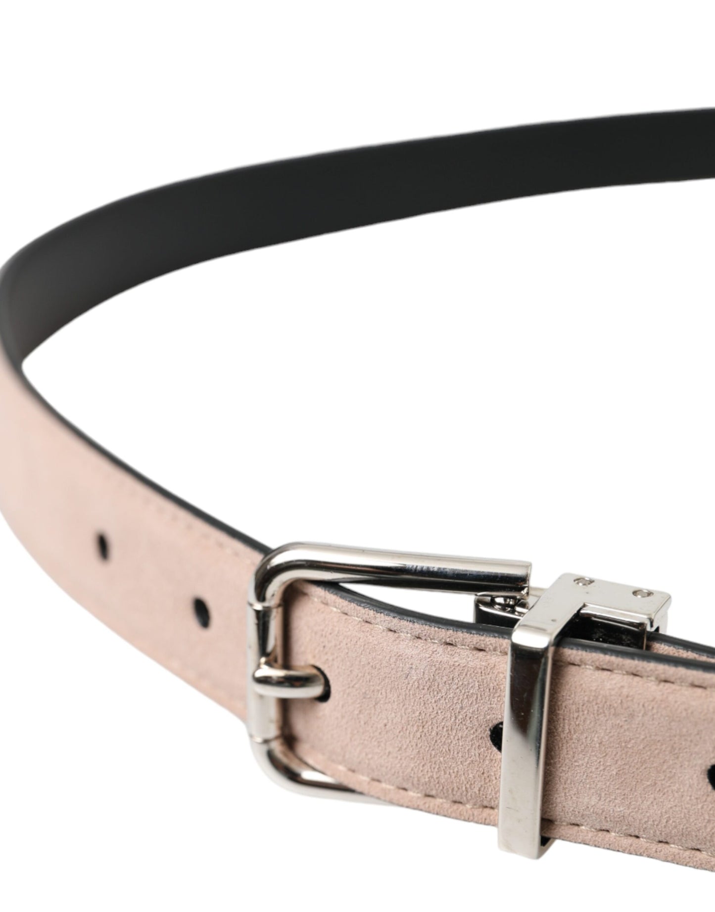 Dolce &amp; Gabbana Beige Suede Leather Silver Buckle Belt Men