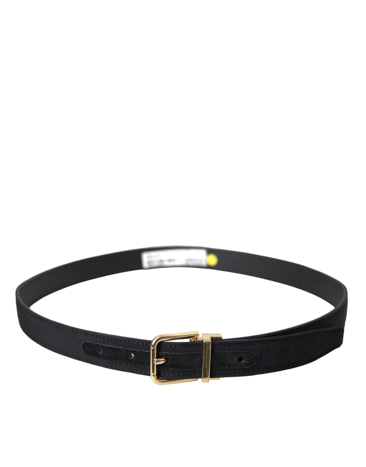 Dolce &amp; Gabbana Black Gros Grain Gold Metal Buckle Belt Men