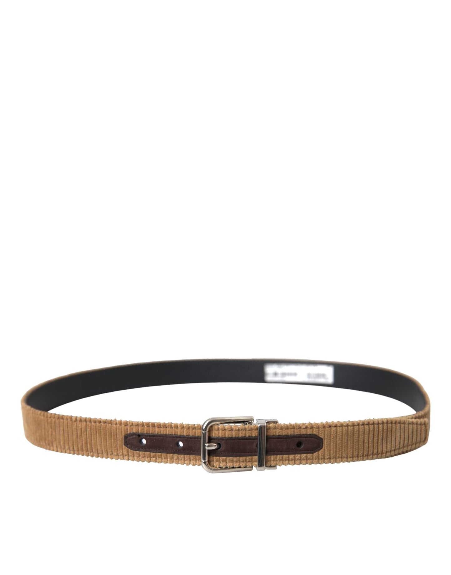 Dolce &amp; Gabbana Brown Velvet Silver Metal Buckle Belt Men