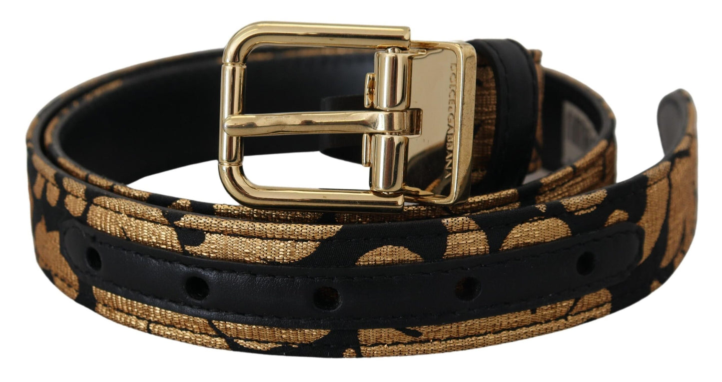 Dolce &amp; Gabbana Multicolor Jacquard Leather Logo Buckle Belt