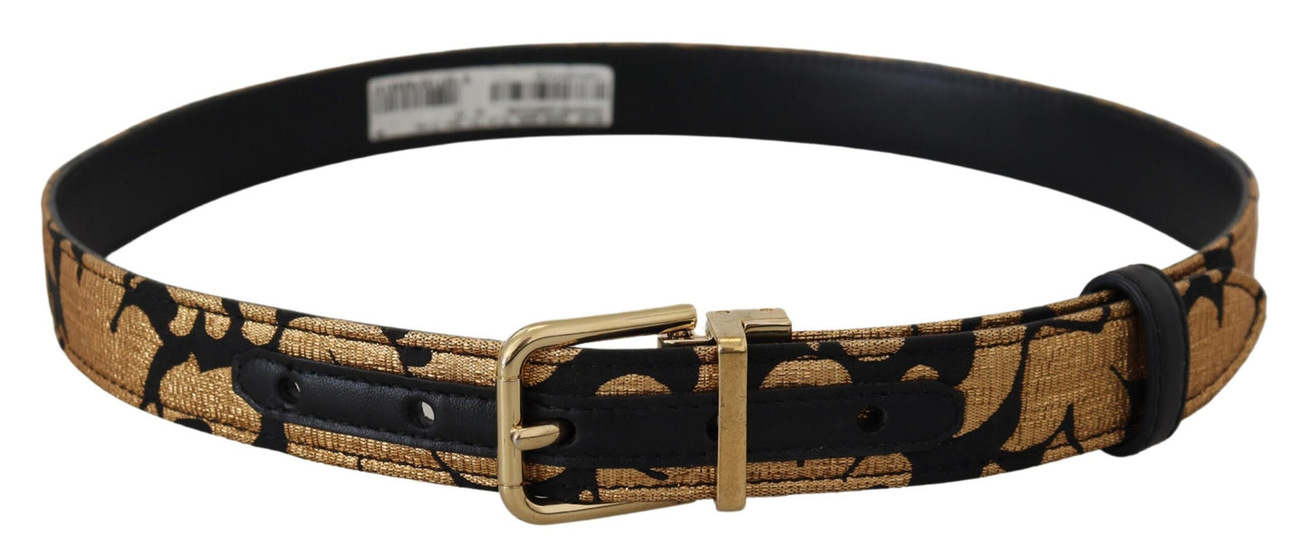 Dolce &amp; Gabbana Multicolor Jacquard Leather Logo Buckle Belt