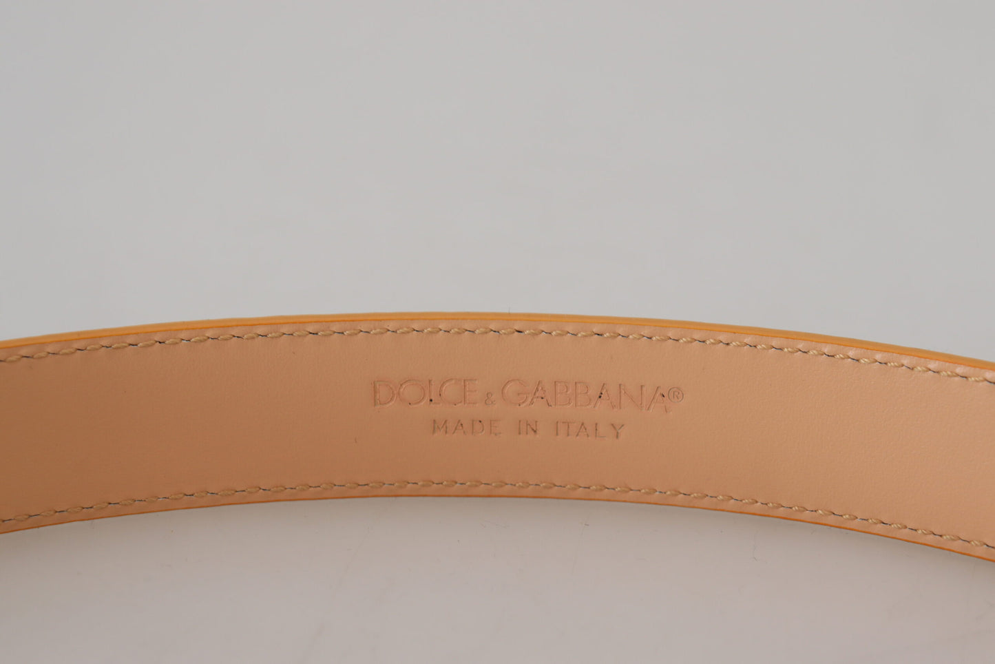 Dolce &amp; Gabbana Beige Exotic Leather Gold Metal Buckle Belt