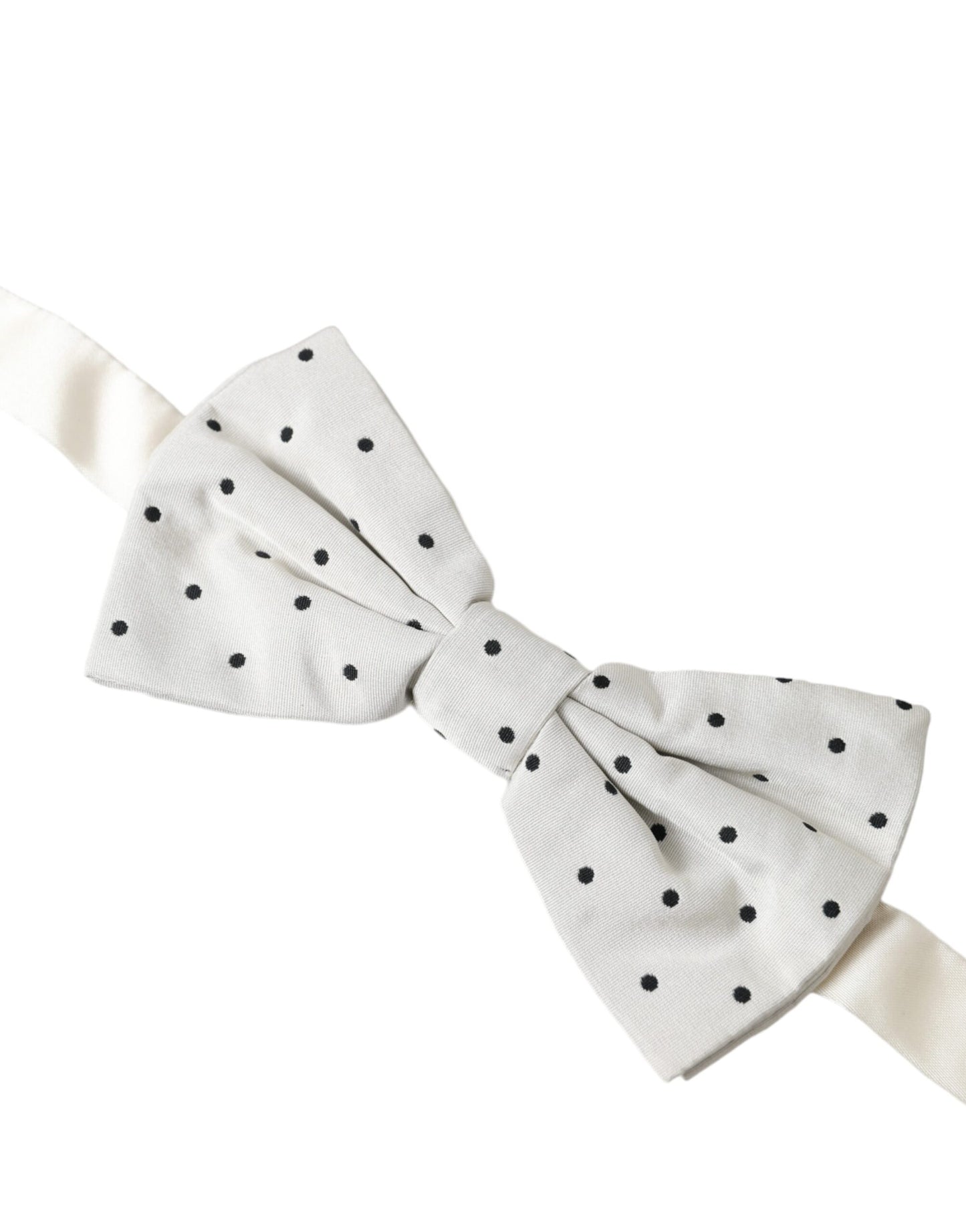 Dolce &amp; Gabbana White Black Polka Dot Polyester Bow Tie Men