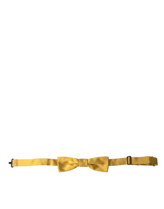 Dolce &amp; Gabbana Yellow Silk Adjustable Neck Men Bow Tie