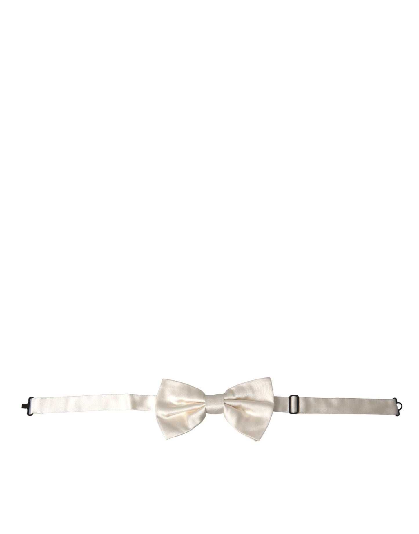 Dolce &amp; Gabbana Off White Silk Adjustable Neck Men Bow Tie