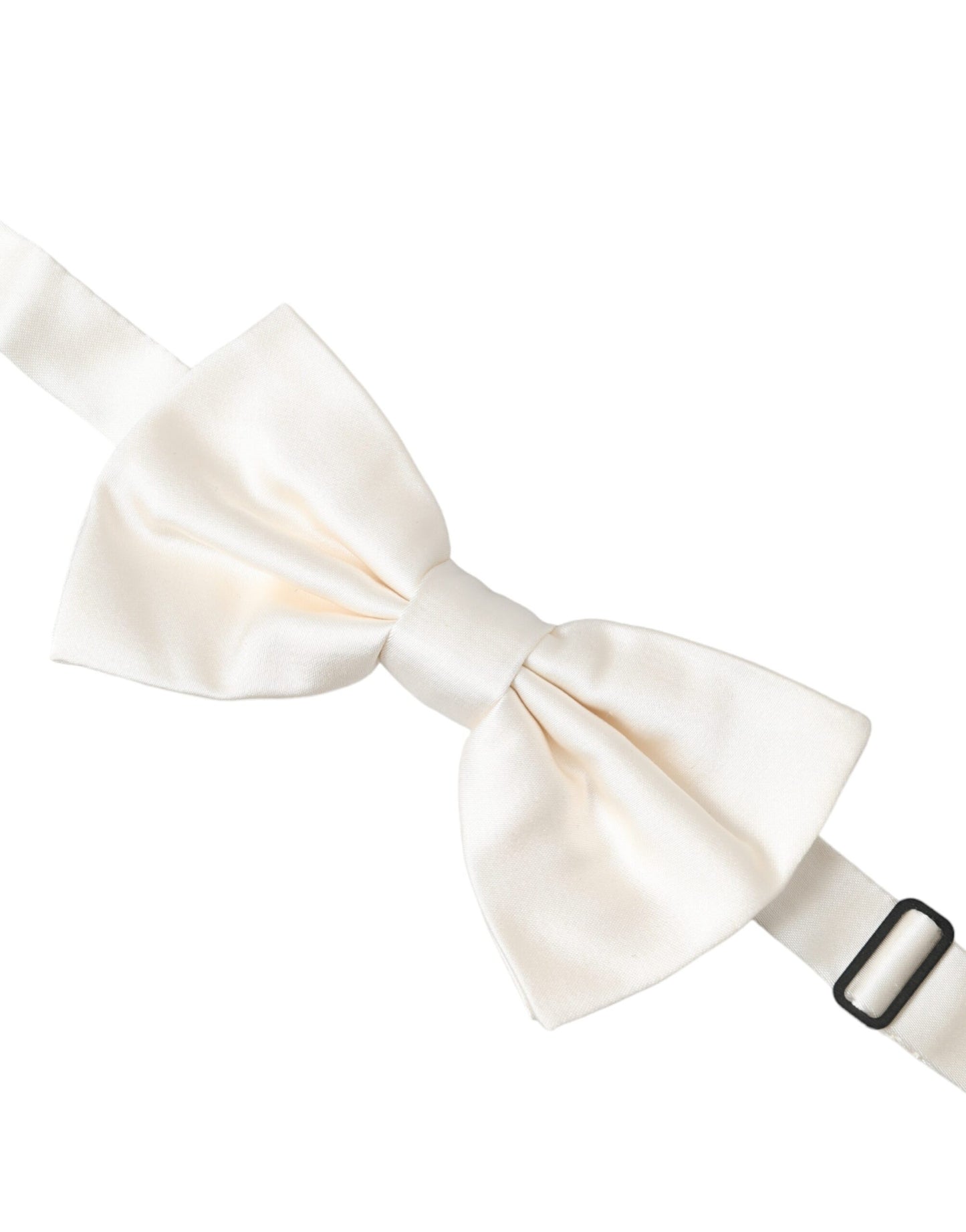 Dolce &amp; Gabbana Off White Silk Adjustable Neck Men Bow Tie