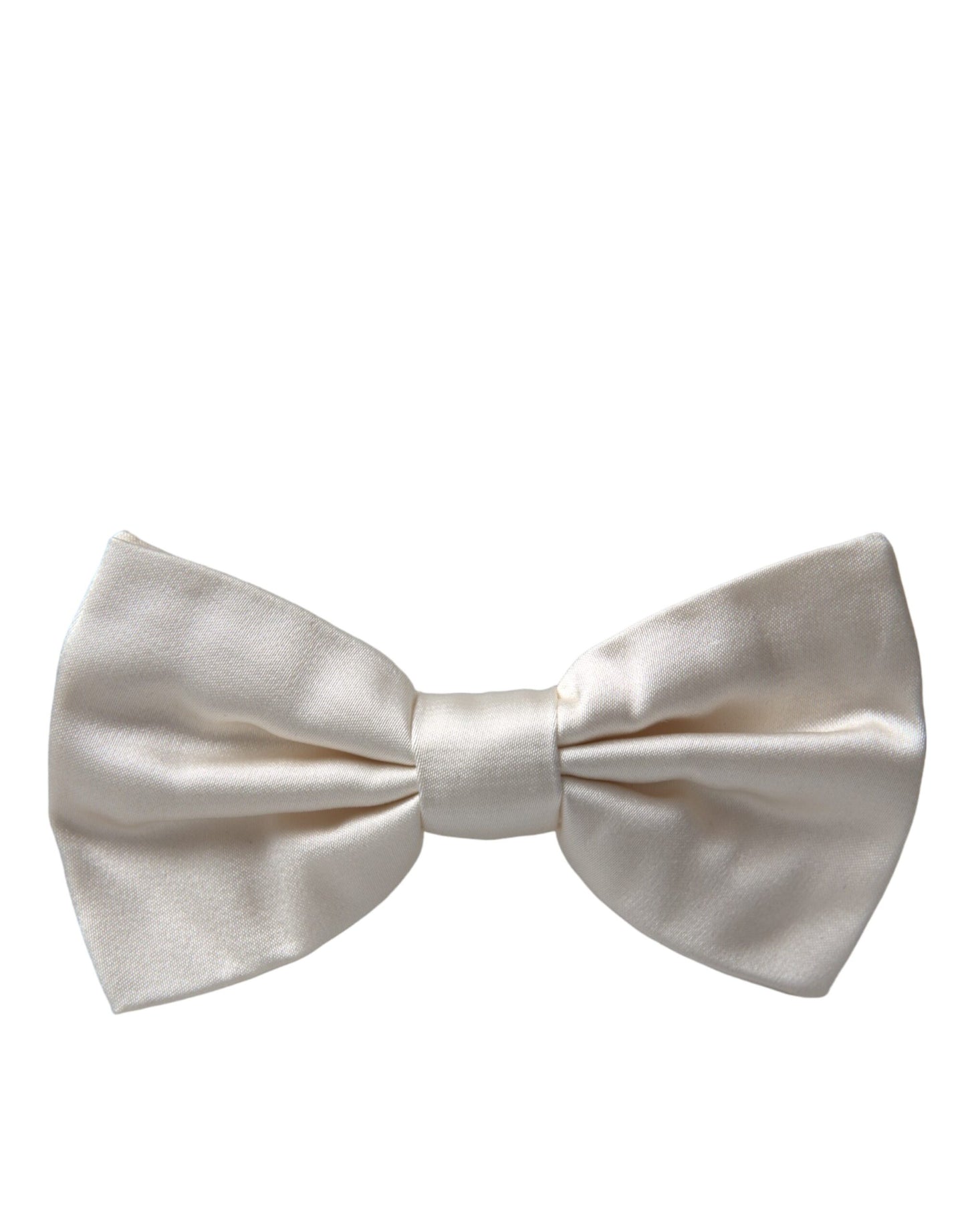 Dolce &amp; Gabbana Off White Silk Adjustable Neck Men Bow Tie