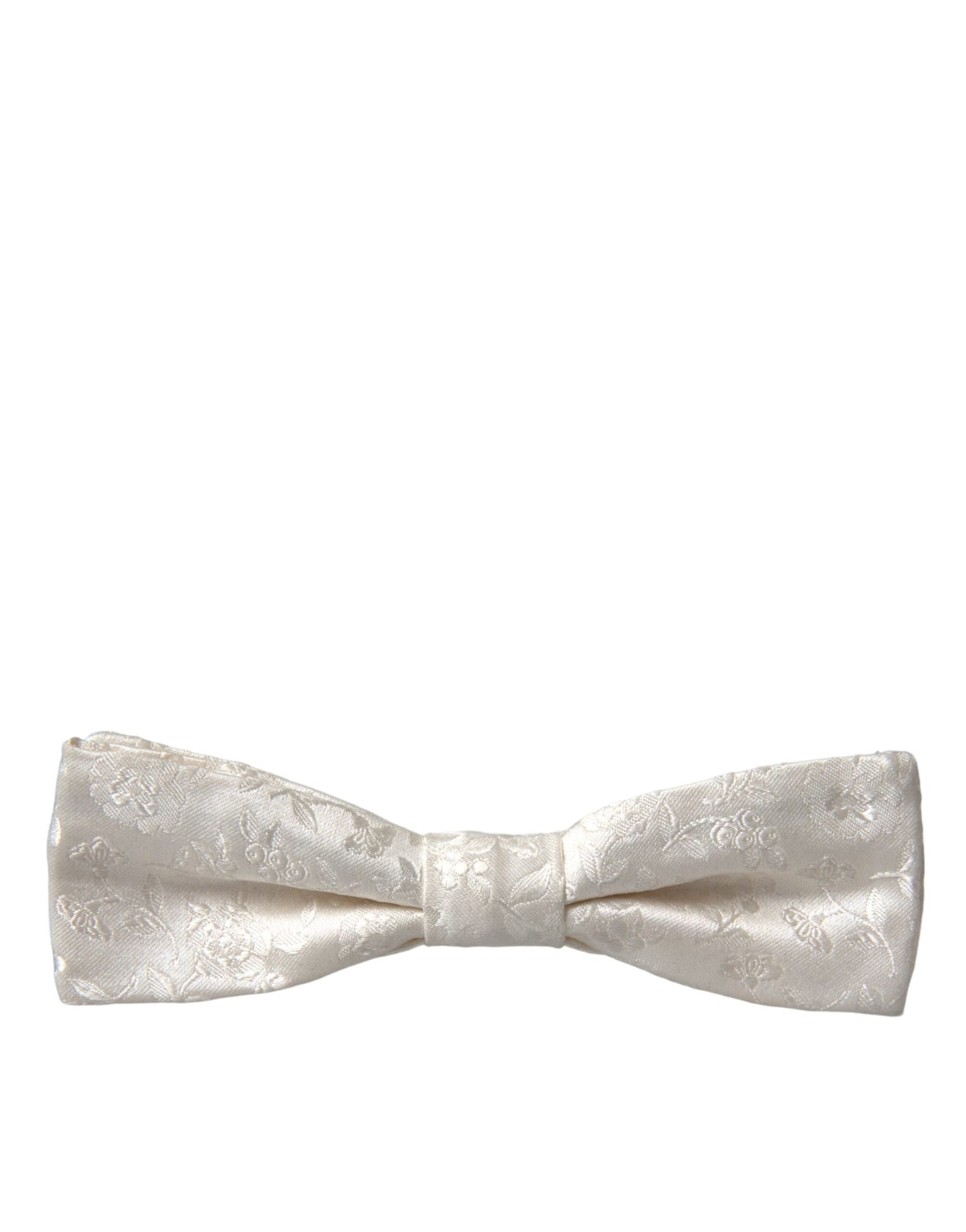 Dolce &amp; Gabbana White Floral Silk Adjustable Neck Bow Tie