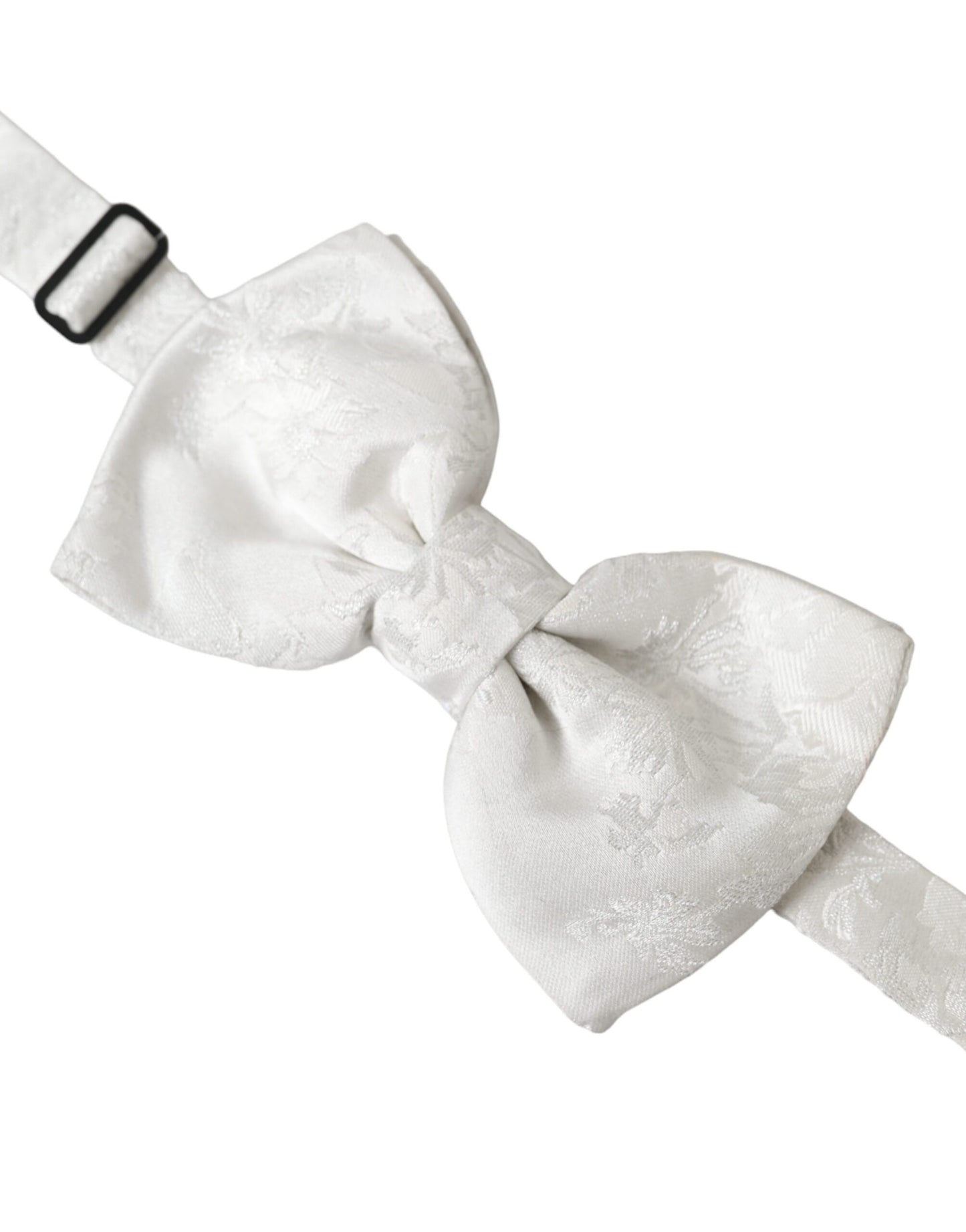 Dolce &amp; Gabbana White Floral Silk Adjustable Men Neck Bow Tie