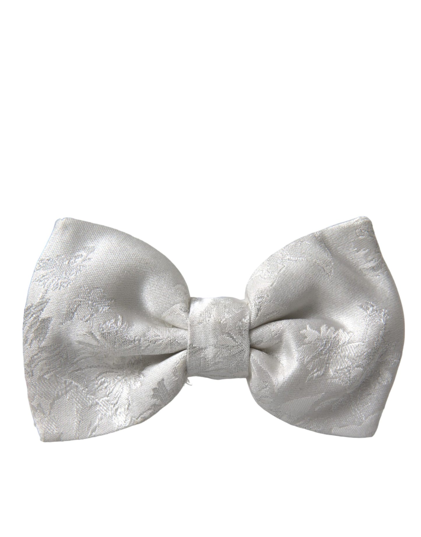 Dolce &amp; Gabbana White Floral Silk Adjustable Men Neck Bow Tie