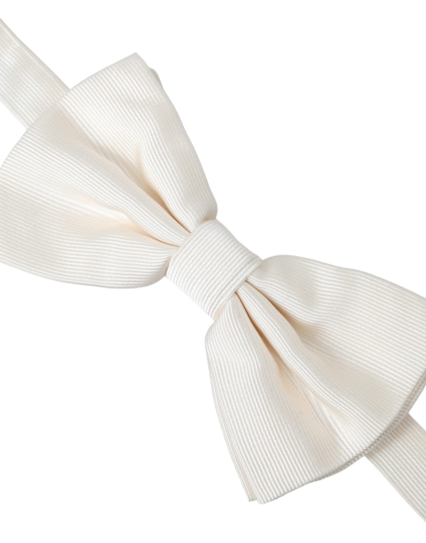 Dolce &amp; Gabbana Off White Silk Adjustable Neck Men Bow Tie