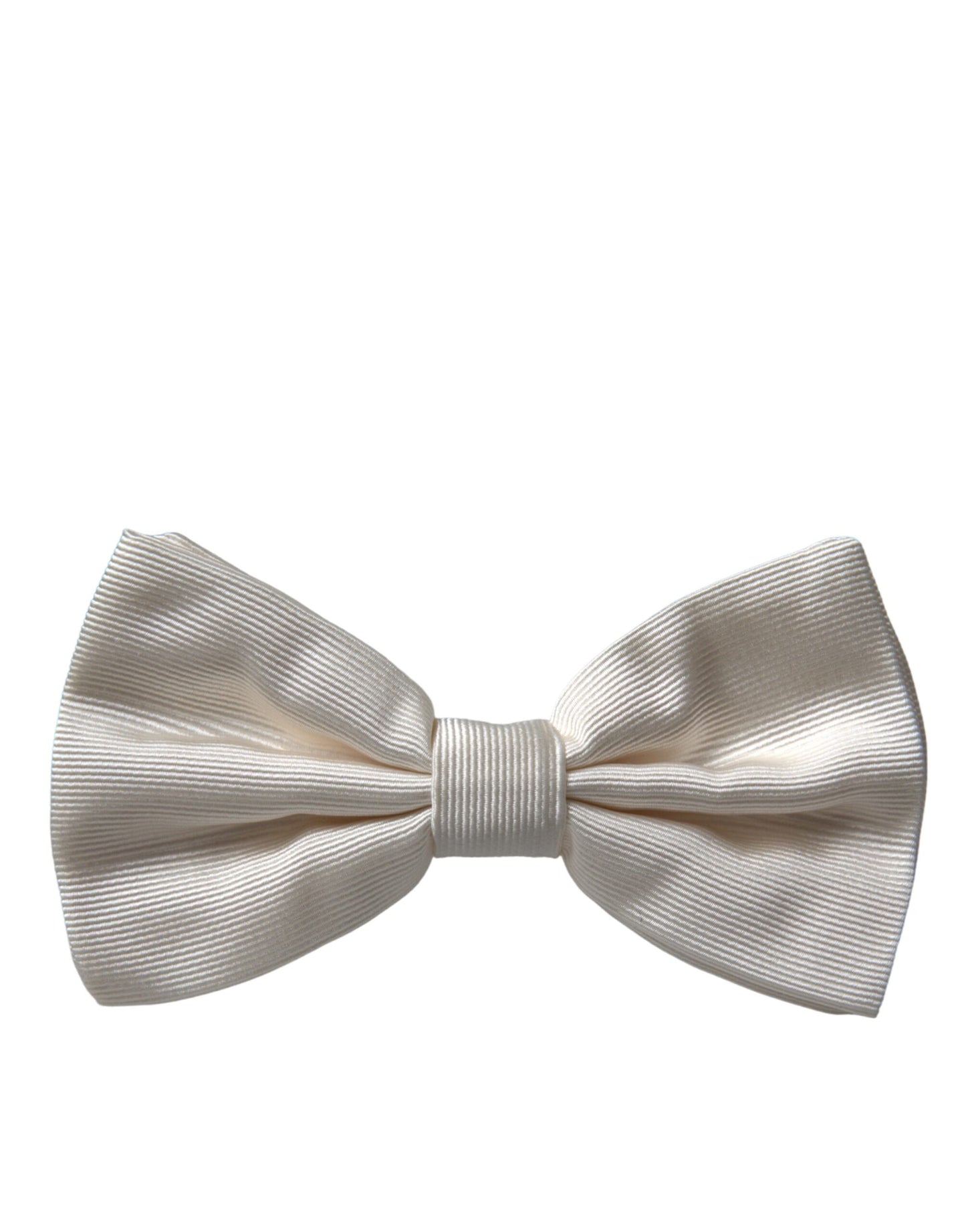 Dolce &amp; Gabbana Off White Silk Adjustable Neck Men Bow Tie