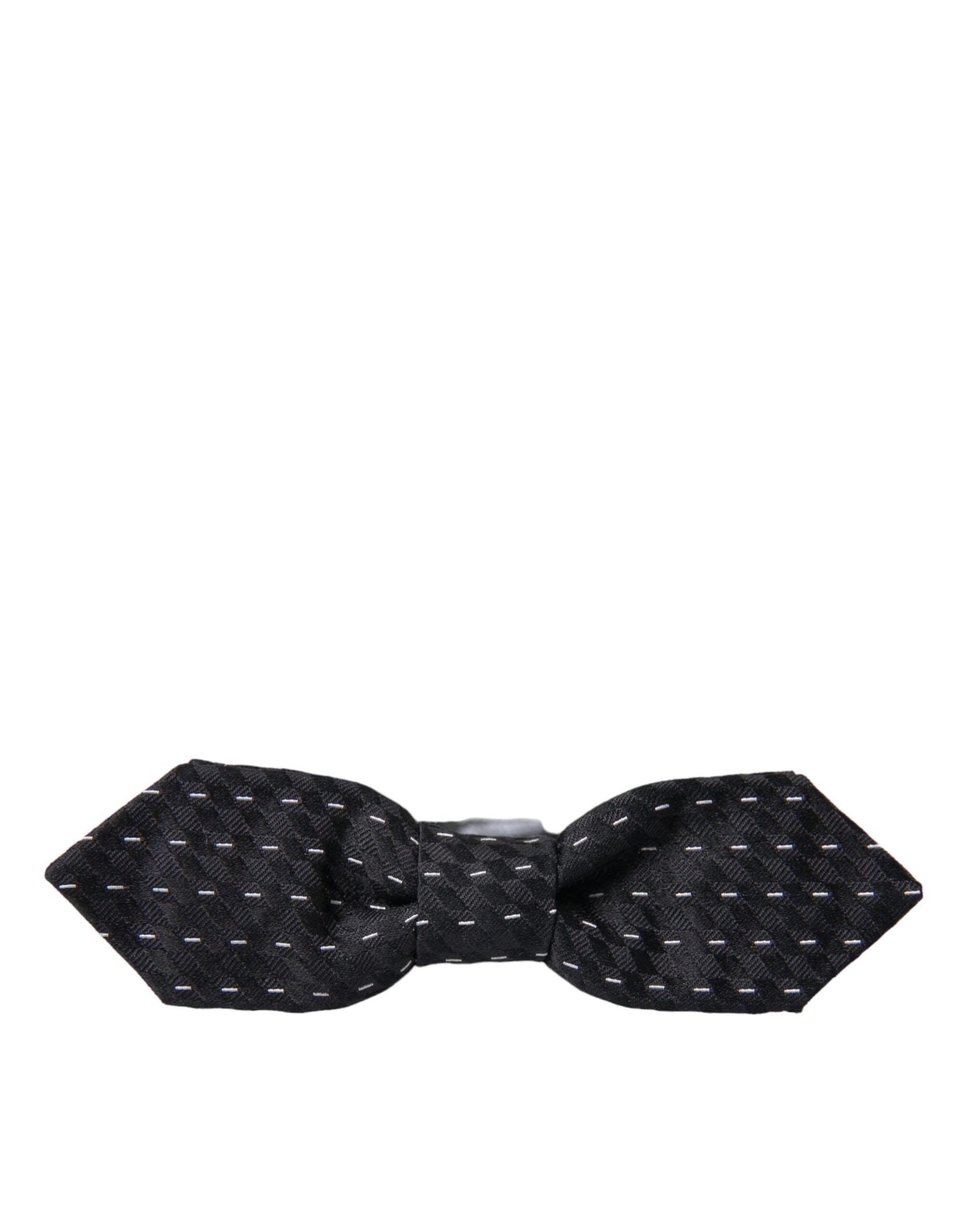 Dolce &amp; Gabbana Black White Stitched Silk Men Neck Bow Tie