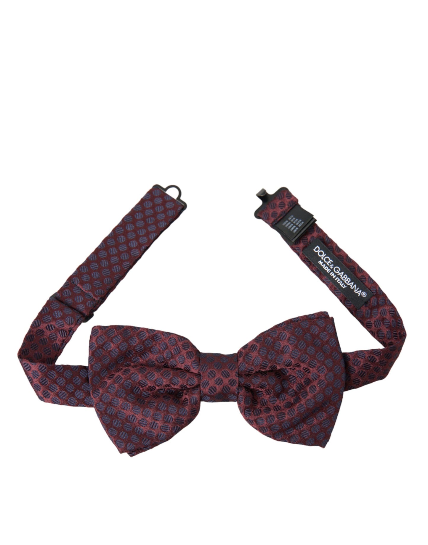 Dolce &amp; Gabbana Maroon Polka Dots Silk Adjustable Neck Bow Tie