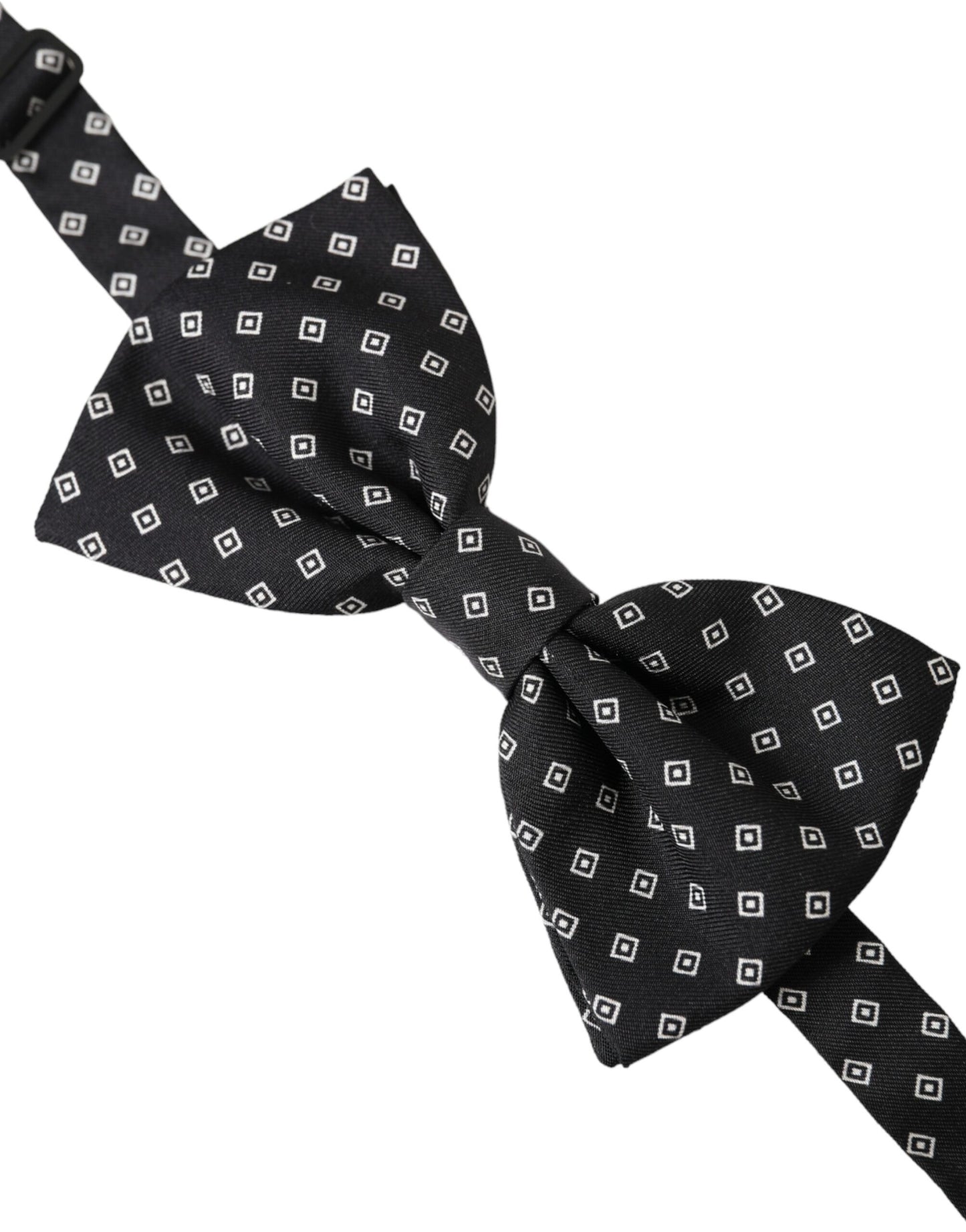 Dolce &amp; Gabbana Black Patterned Silk Adjustable Neck Men Bow Tie