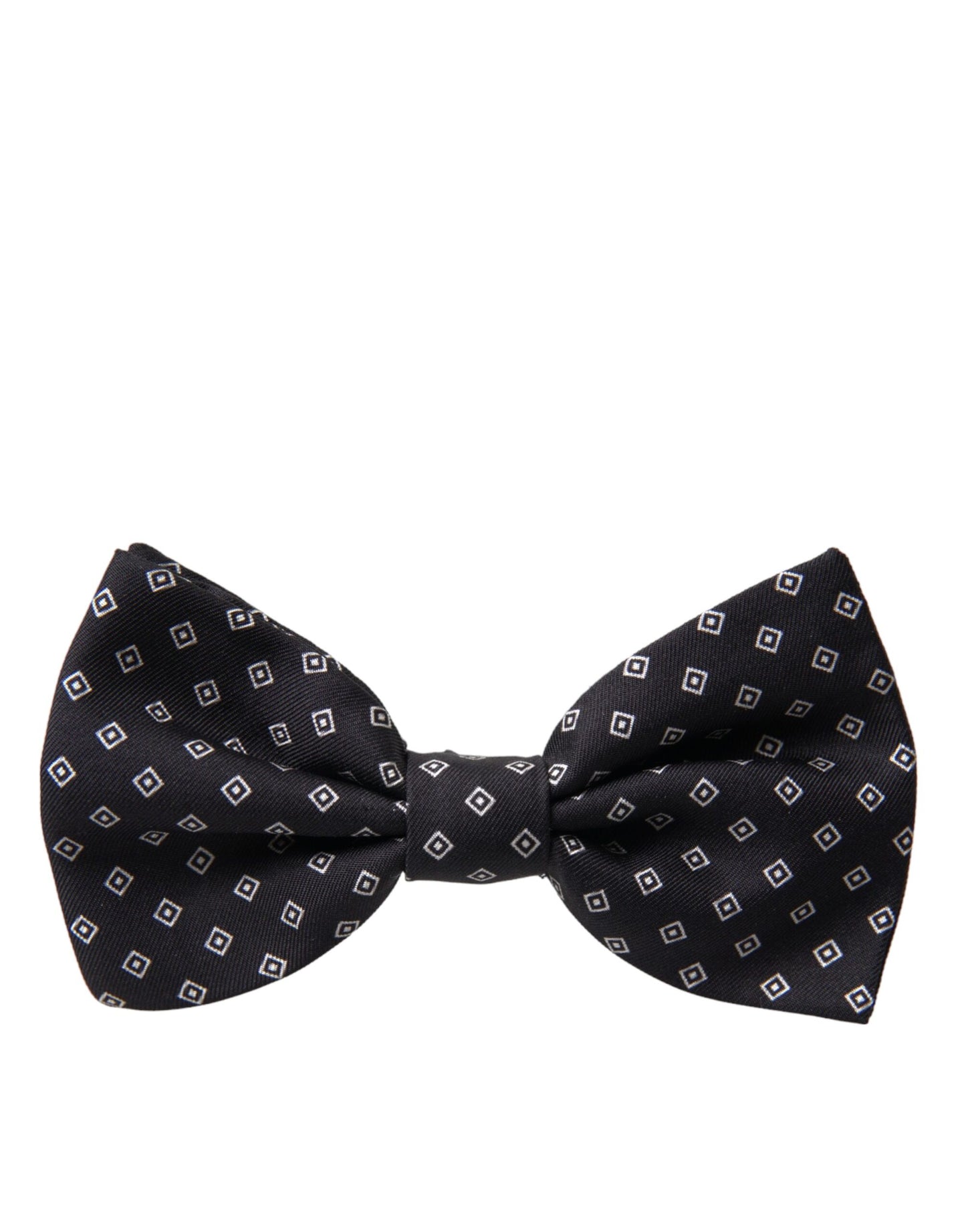 Dolce &amp; Gabbana Black Patterned Silk Adjustable Neck Men Bow Tie