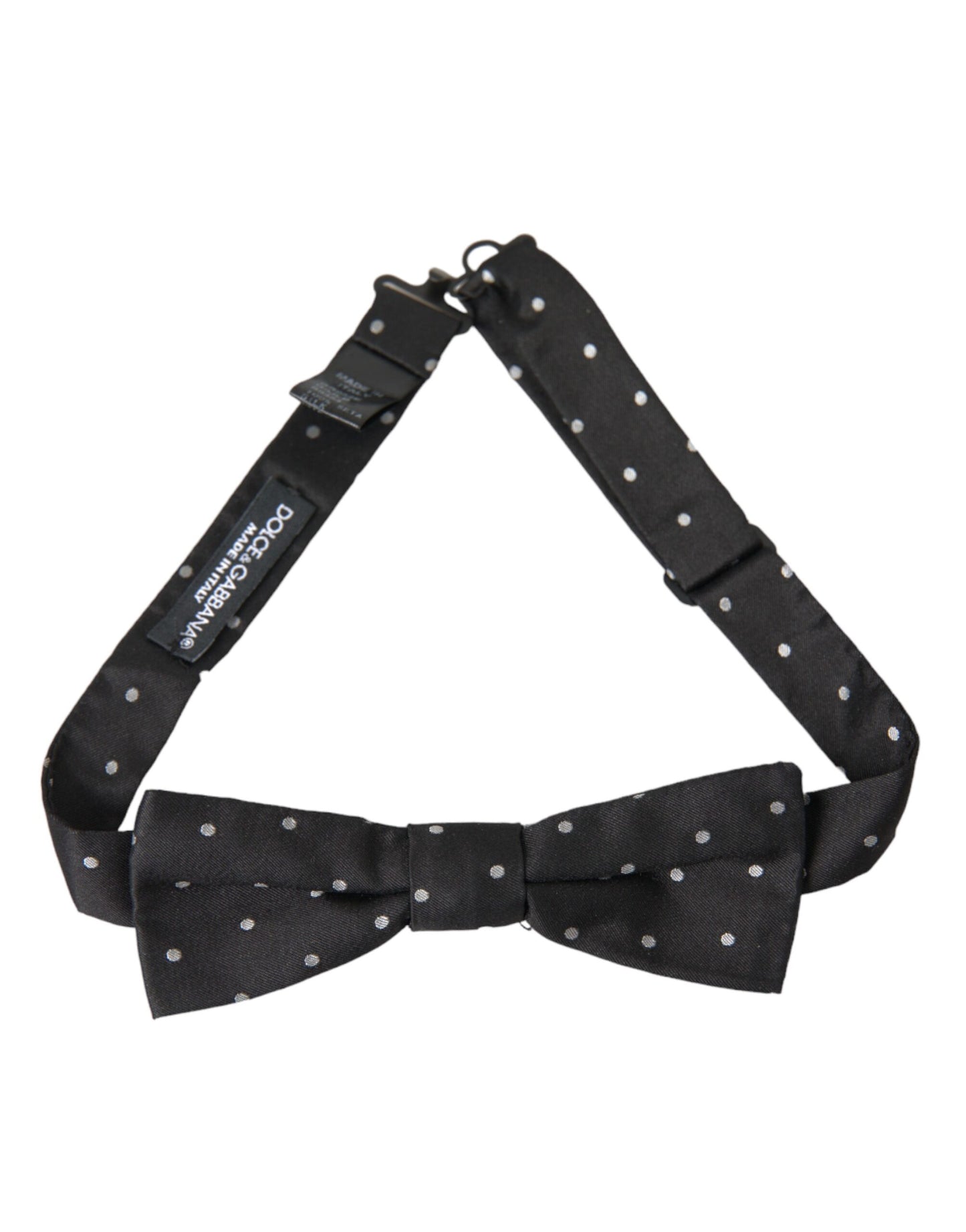 Dolce &amp; Gabbana Black White Polka Dot Silk Men Neck Bow Tie