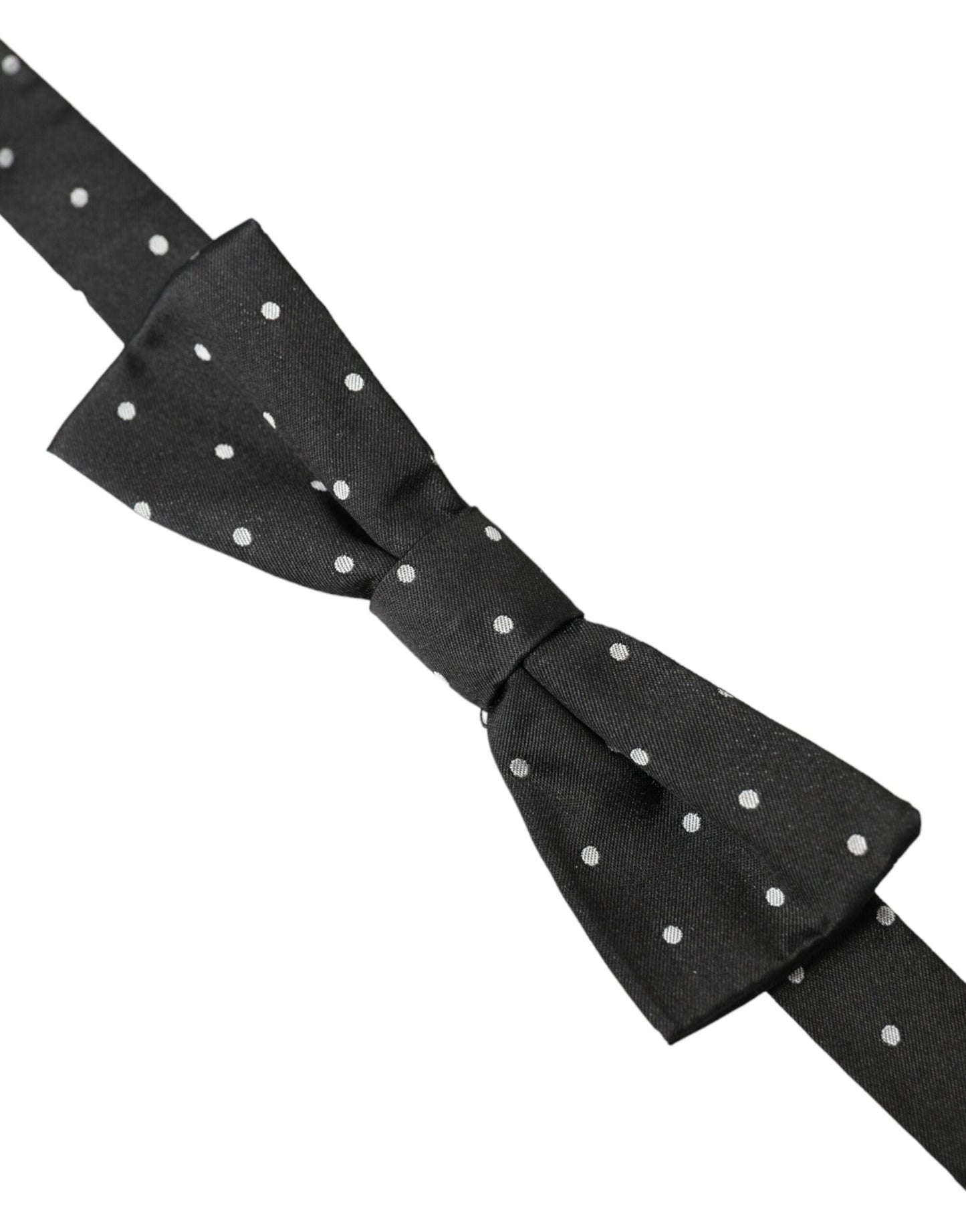 Dolce &amp; Gabbana Black White Polka Dot Silk Men Neck Bow Tie