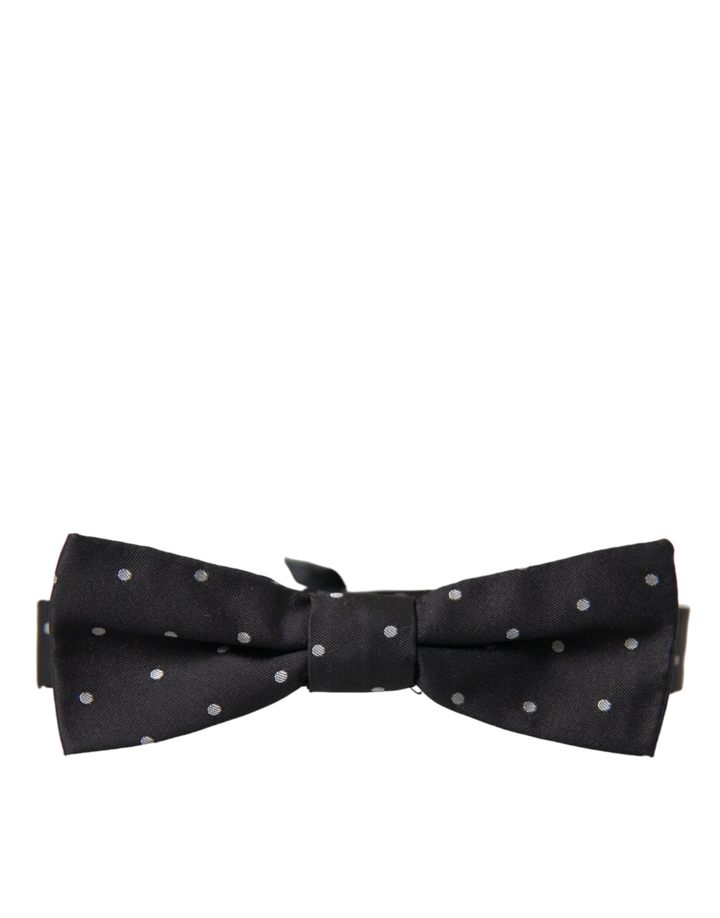 Dolce &amp; Gabbana Black White Polka Dot Silk Men Neck Bow Tie