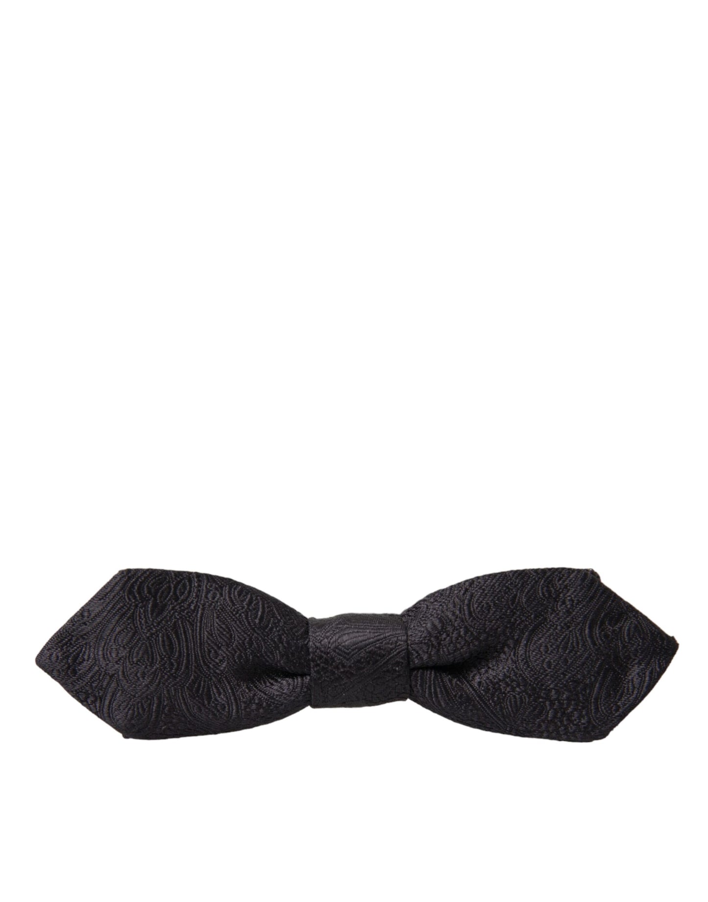 Dolce &amp; Gabbana Black Brocade Silk Adjustable Neck Bow Tie