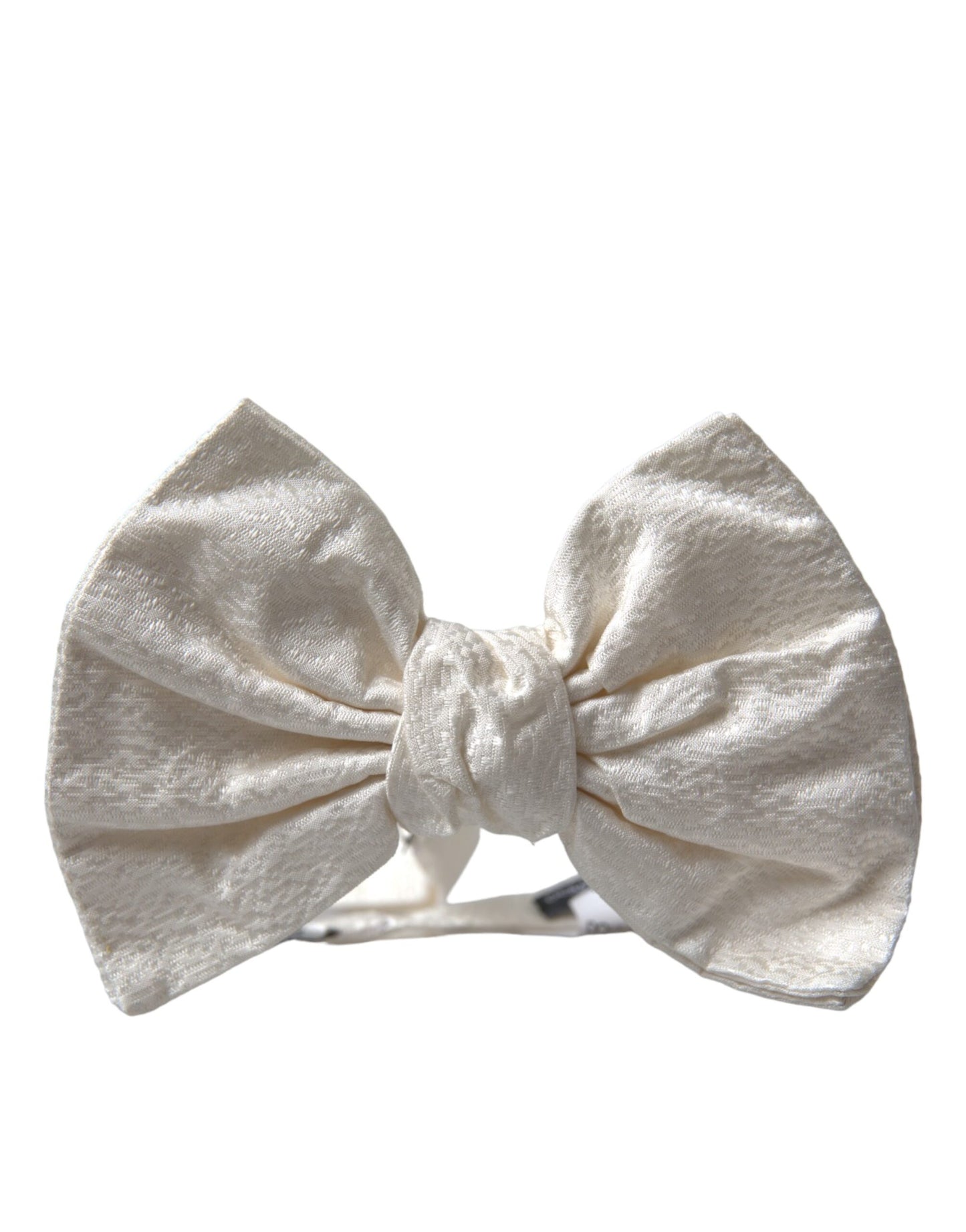 Dolce &amp; Gabbana White Textured Cotton Adjustable Neck Bow Tie