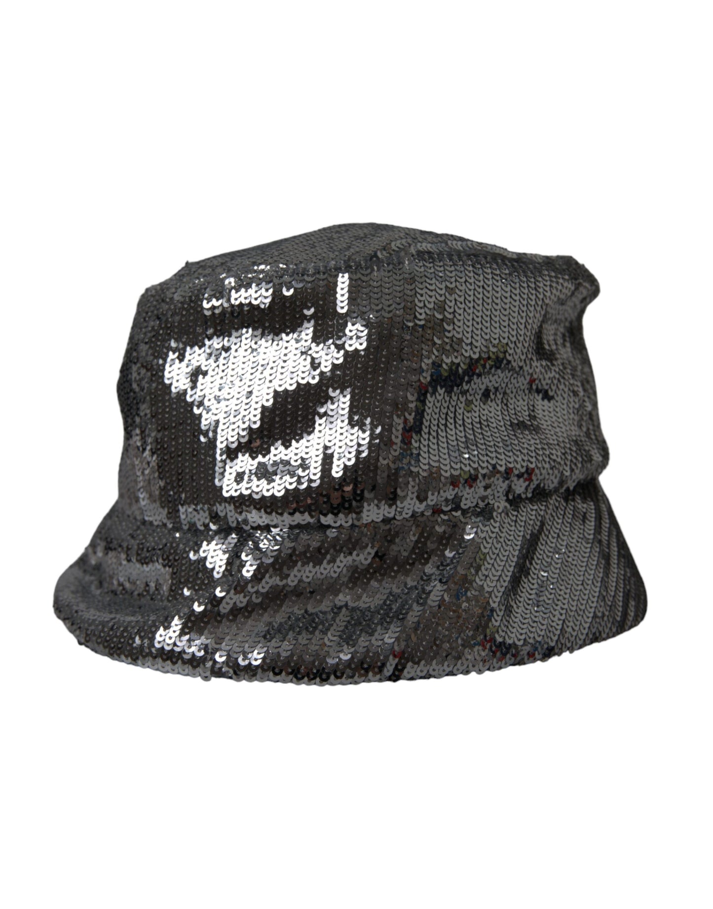 Dolce &amp; Gabbana Silver Sequined Nylon Bucket Hat Men