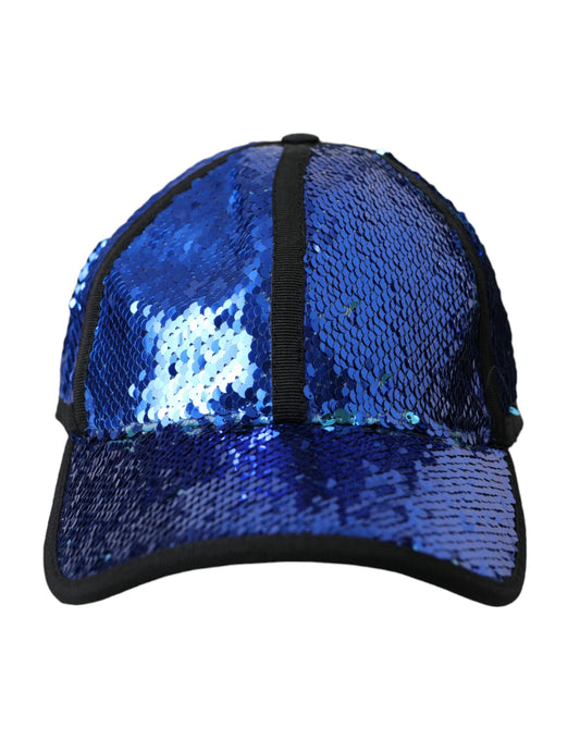 Dolce &amp; Gabbana Royal Blue Sequin Baseball Hat Men