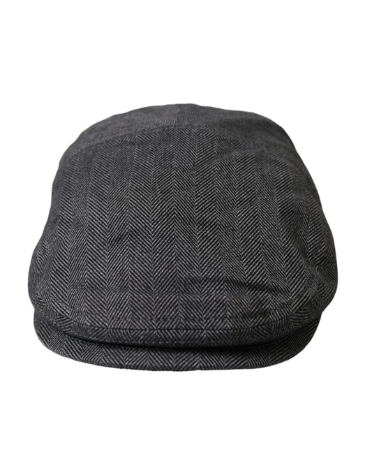 Dolce &amp; Gabbana Gray Herringbone Crown Newsboy Hat Men