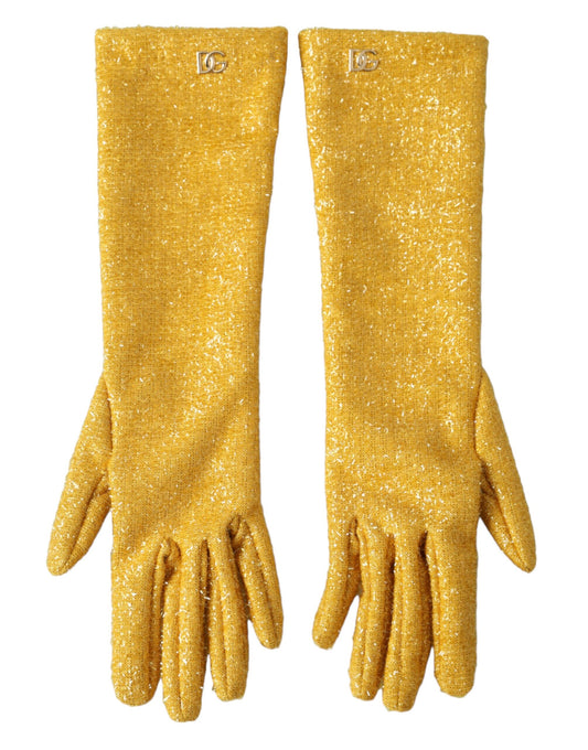 Dolce &amp; Gabbana Gold Lurex Fantasia Mid Arm Length Gloves