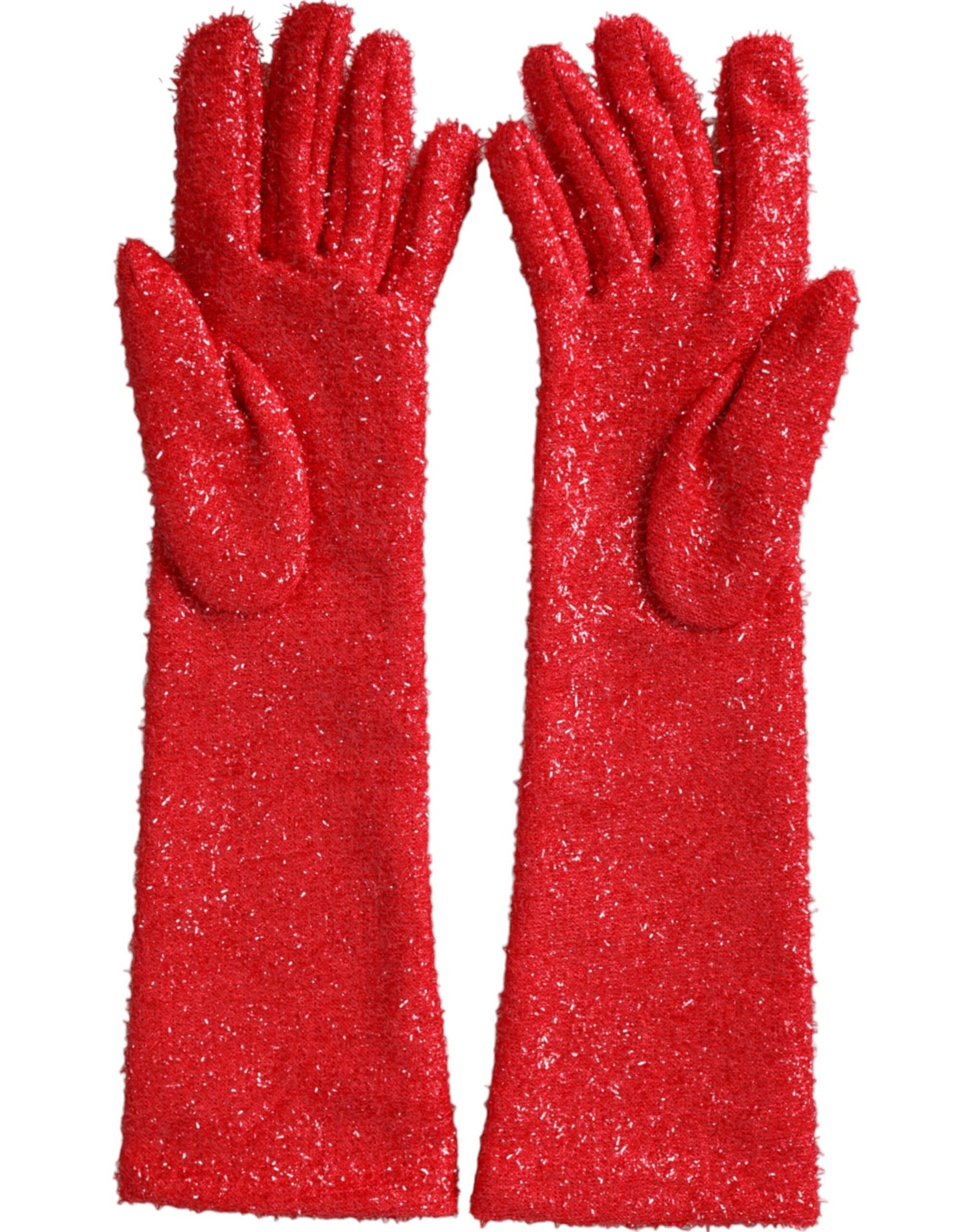 Dolce &amp; Gabbana Red Lurex Fantasia Mid Arm Length Gloves