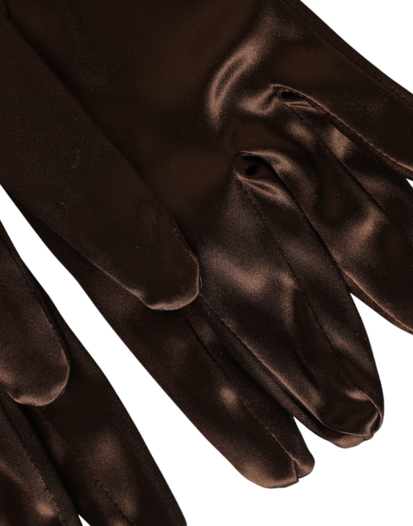 Dolce &amp; Gabbana Brown Acetate Satin Elbow Length Gloves